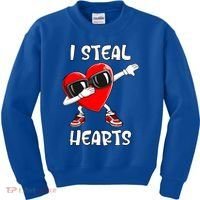 Valentines Day Cool Gift Love Dabbing Heart Great Gift Kids Sweatshirt thumb 0