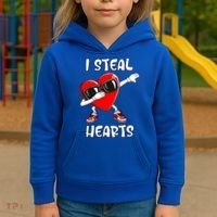 Valentines Day Cool Gift Love Dabbing Heart Great Gift Kids Hoodie thumb 3