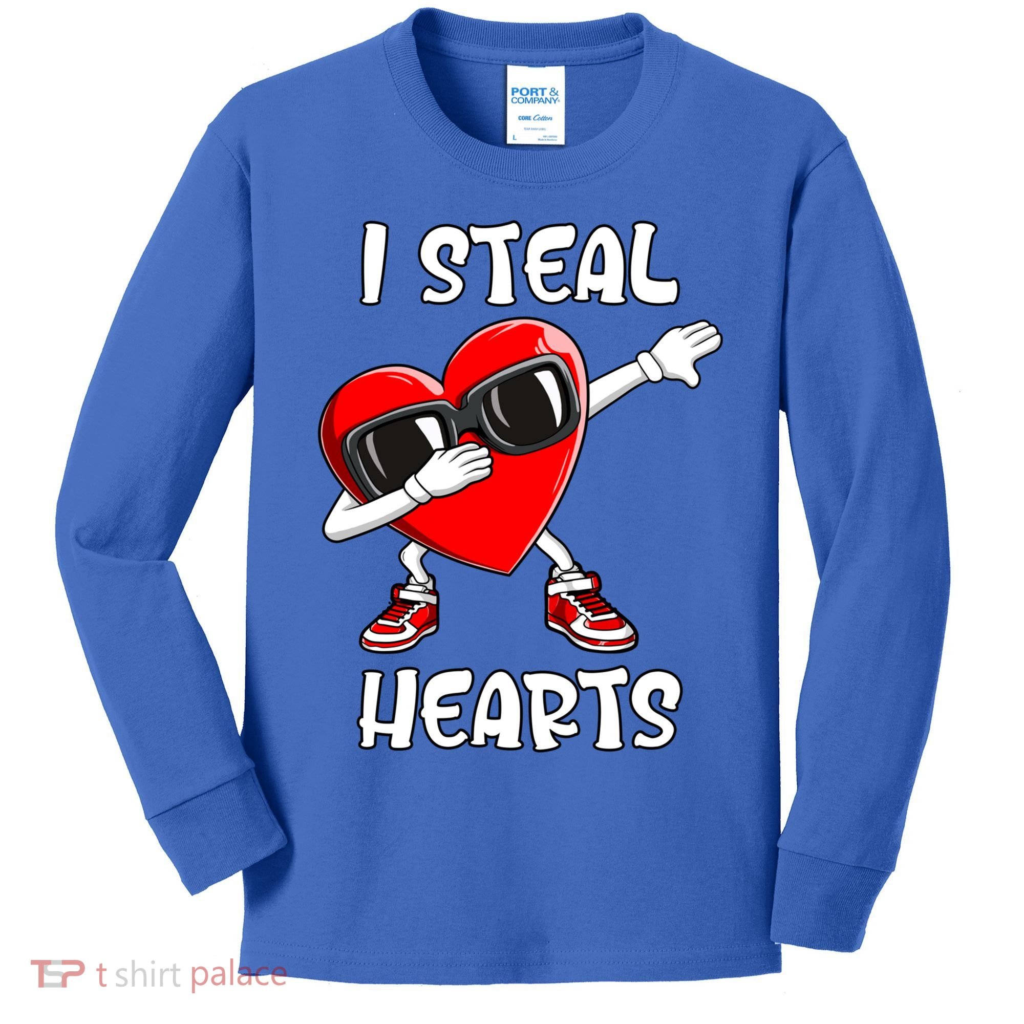 Valentines Day Cool Gift Love Dabbing Heart Great Gift Kids Long Sleeve Shirt