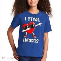Valentines Day Cool Gift Love Dabbing Heart Great Gift Kids T-Shirt thumb 2