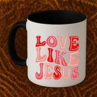 Valentine Day Christian Gift Groovy Love Like Jesus Coffee Mug thumb 2