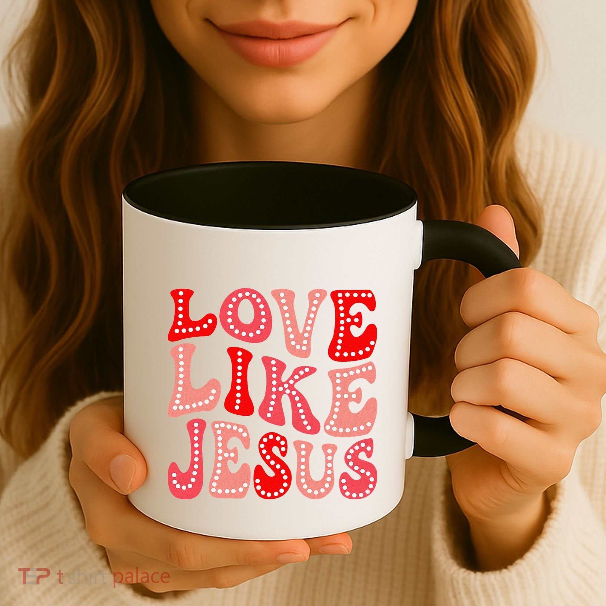 Valentine Day Christian Gift Groovy Love Like Jesus Coffee Mug