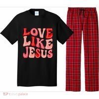 Valentine Day Christian Gift Groovy Love Like Jesus Pajama Set thumb 0