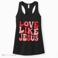 Valentine Day Christian Gift Groovy Love Like Jesus Women's Tank Top thumb 0
