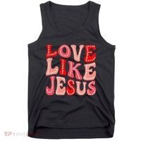 Valentine Day Christian Gift Groovy Love Like Jesus Tank Top thumb 0