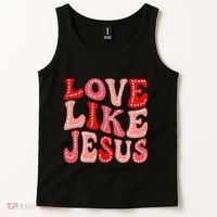 Valentine Day Christian Gift Groovy Love Like Jesus Tank Top thumb 2