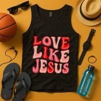 Valentine Day Christian Gift Groovy Love Like Jesus Tank Top thumb 4