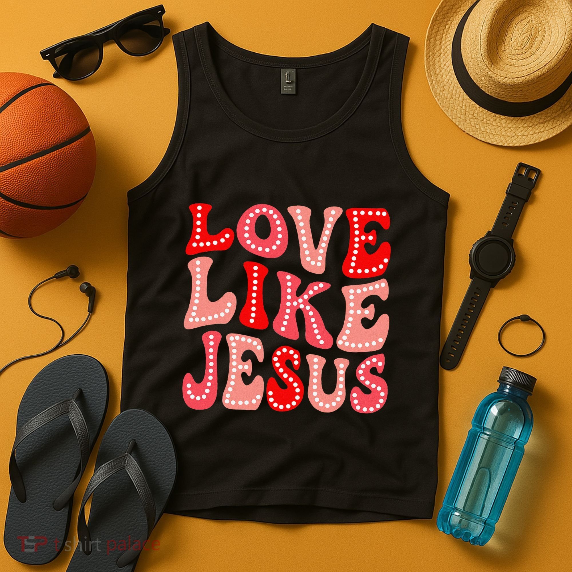 Valentine Day Christian Gift Groovy Love Like Jesus Tank Top