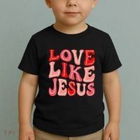 Valentine Day Christian Gift Groovy Love Like Jesus Toddler T-Shirt thumb 2