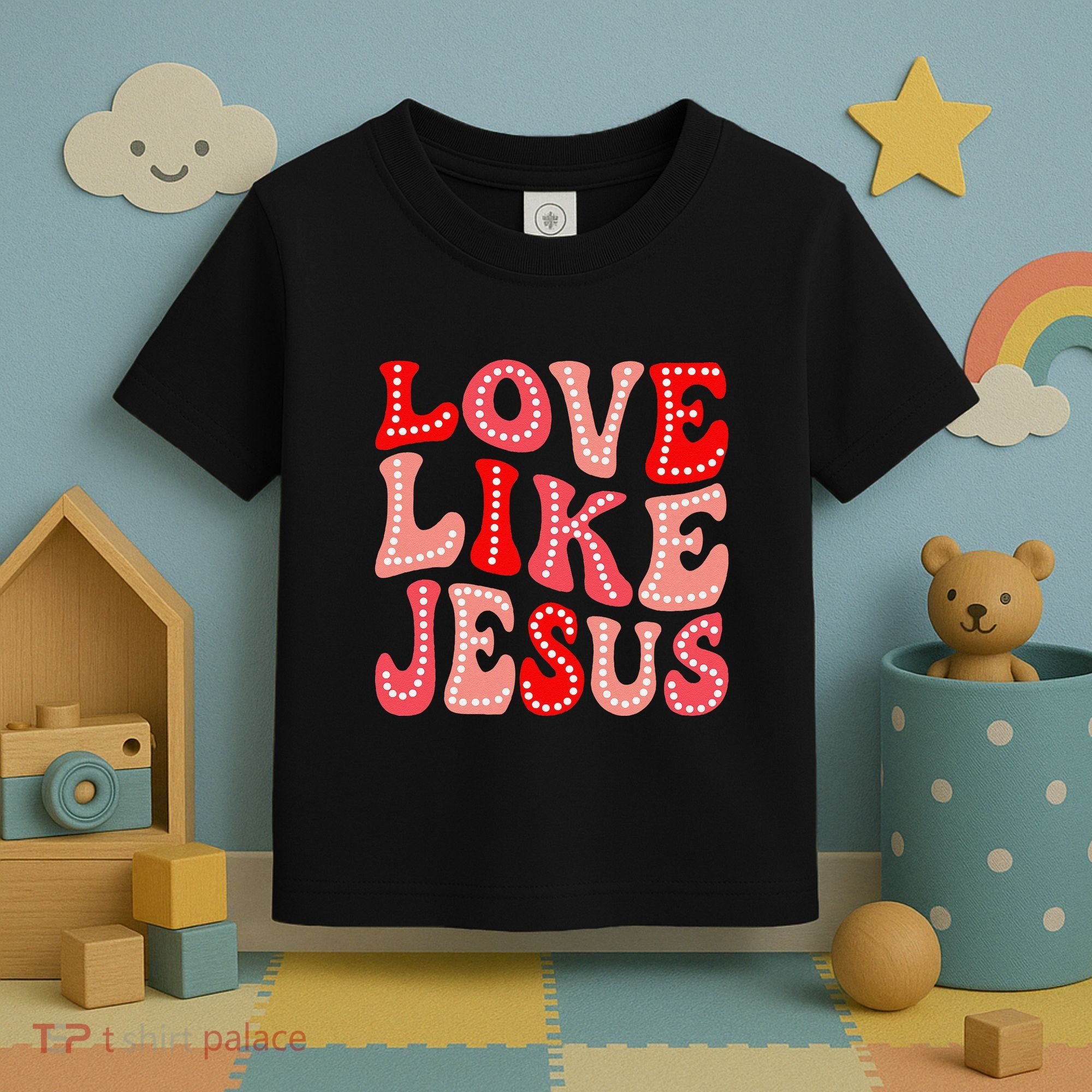Valentine Day Christian Gift Groovy Love Like Jesus Toddler T-Shirt