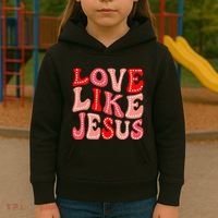 Valentine Day Christian Gift Groovy Love Like Jesus Kids Hoodie thumb 3