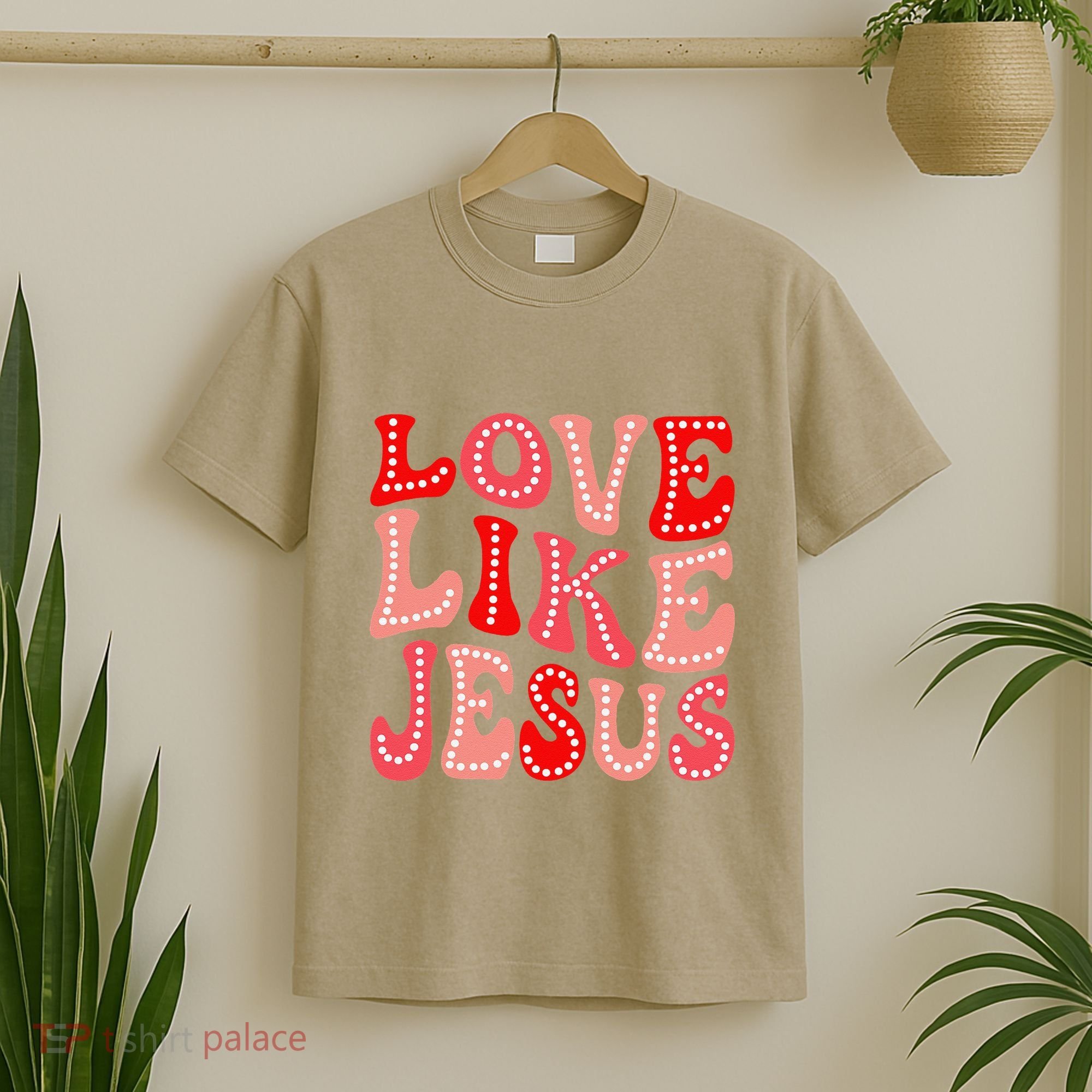 Valentine Day Christian Gift Groovy Love Like Jesus T-Shirt
