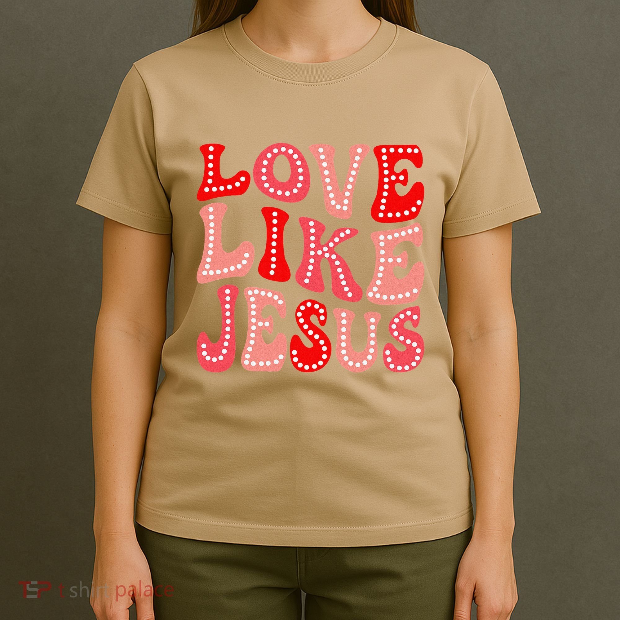 Valentine Day Christian Gift Groovy Love Like Jesus T-Shirt