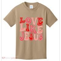 Valentine Day Christian Gift Groovy Love Like Jesus Kids T-Shirt thumb 0