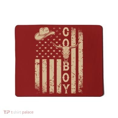 Vintage Distressed Cowboy American USA Flag Mousepad