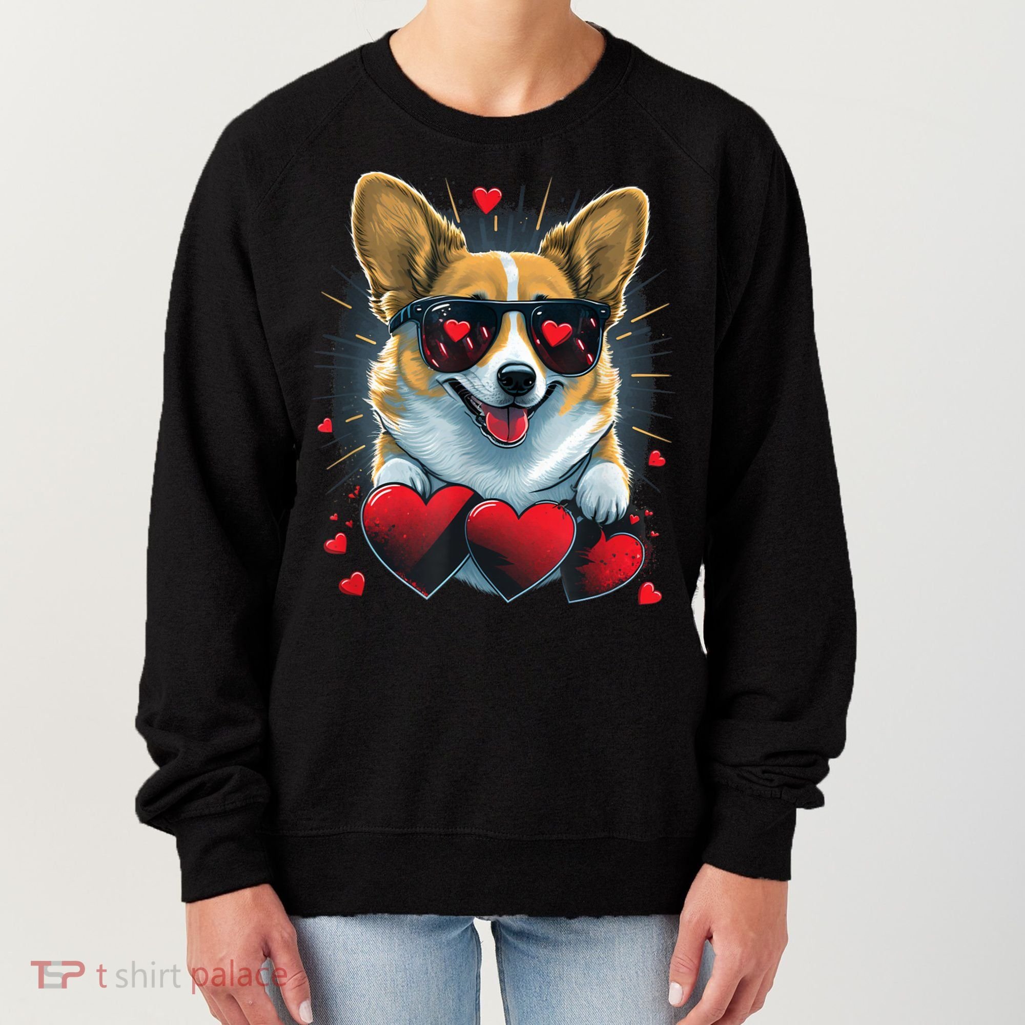 Valentines Day Corgi Heart Couples Love Corgi Dog Lovers Women's Sweatshirt