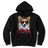Valentines Day Corgi Heart Couples Love Corgi Dog Lovers Hoodie thumb 0