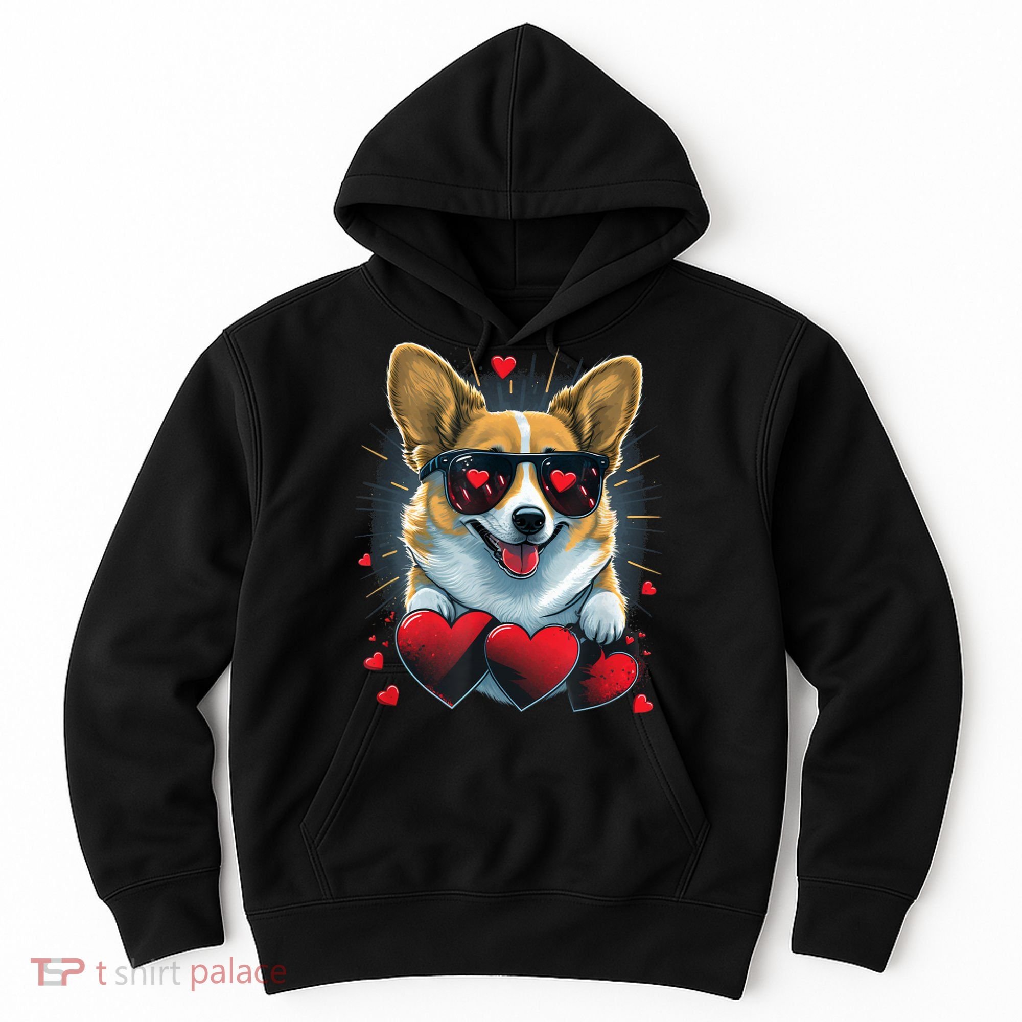Valentines Day Corgi Heart Couples Love Corgi Dog Lovers Hoodie