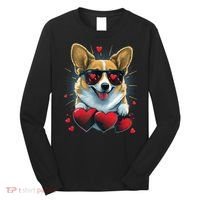 Valentines Day Corgi Heart Couples Love Corgi Dog Lovers Long Sleeve Shirt thumb 0