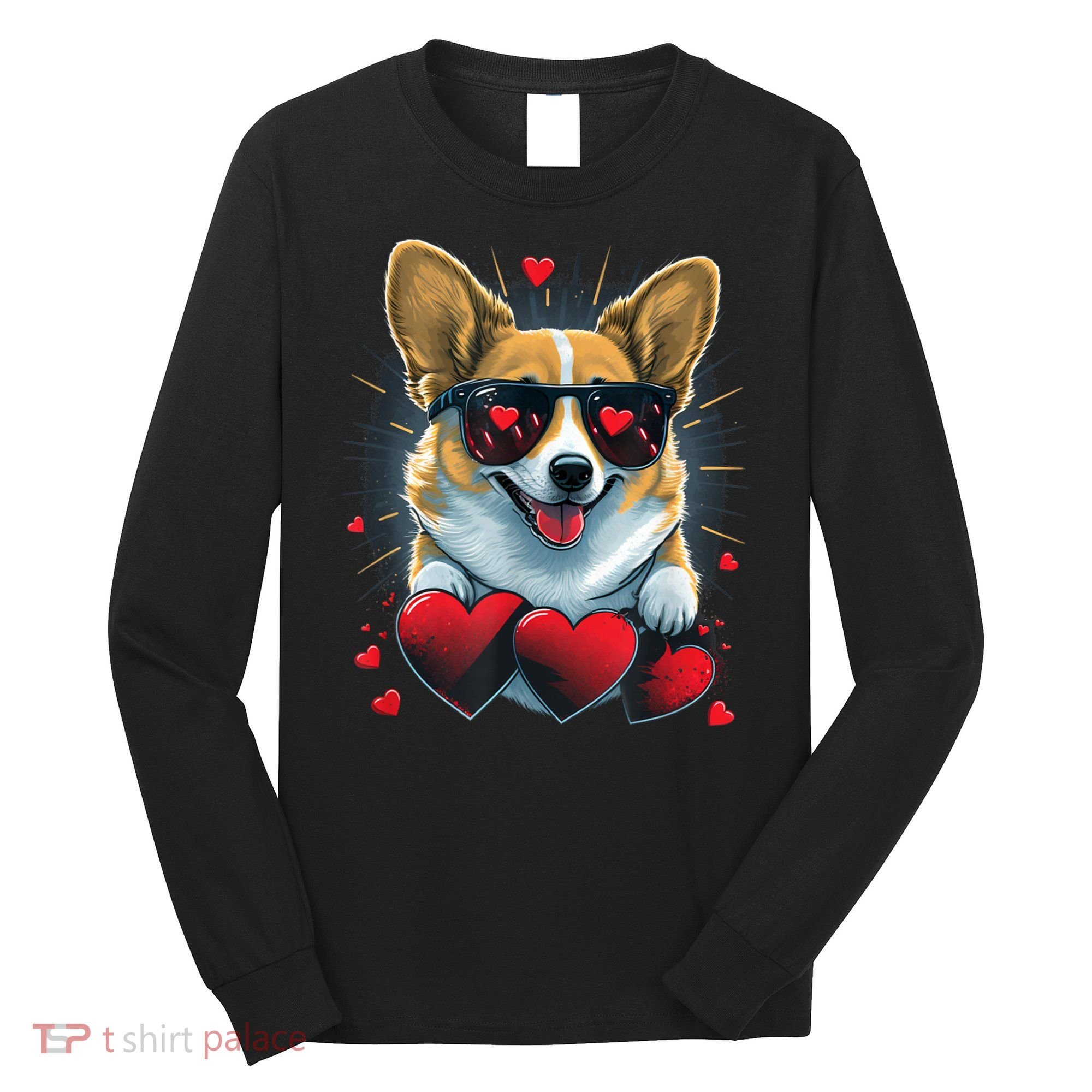 Valentines Day Corgi Heart Couples Love Corgi Dog Lovers Long Sleeve Shirt