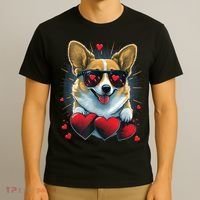 Valentines Day Corgi Heart Couples Love Corgi Dog Lovers T-Shirt thumb 3