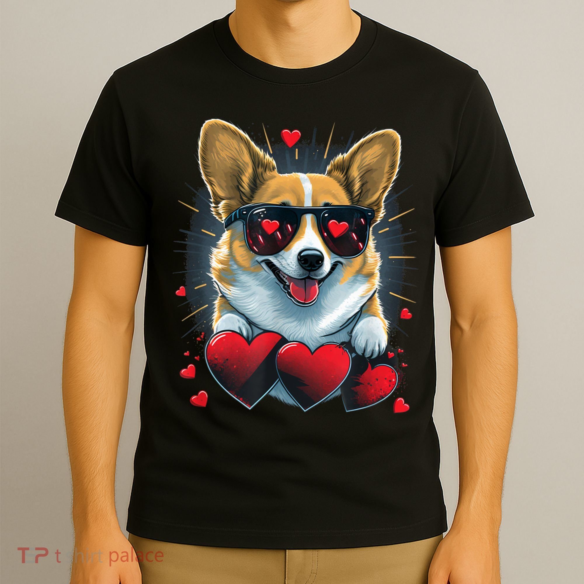 Valentines Day Corgi Heart Couples Love Corgi Dog Lovers T-Shirt