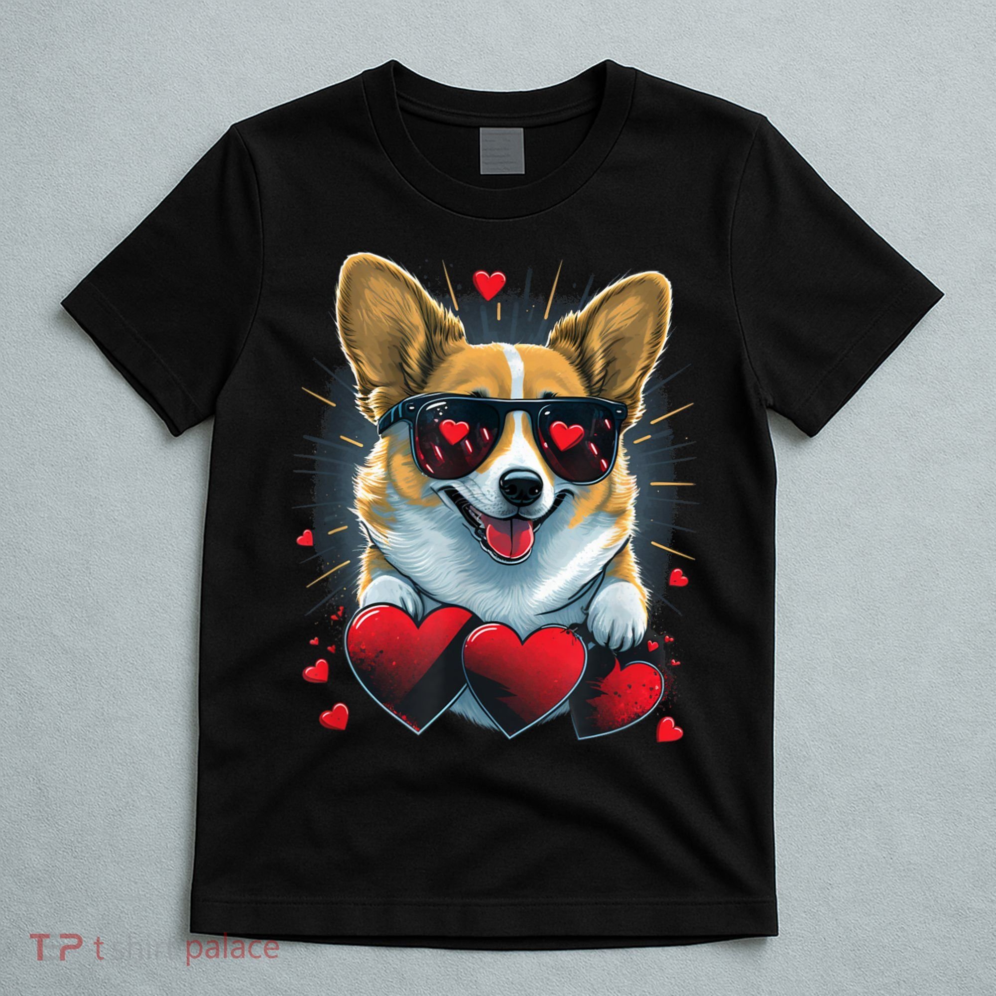 Valentines Day Corgi Heart Couples Love Corgi Dog Lovers T-Shirt