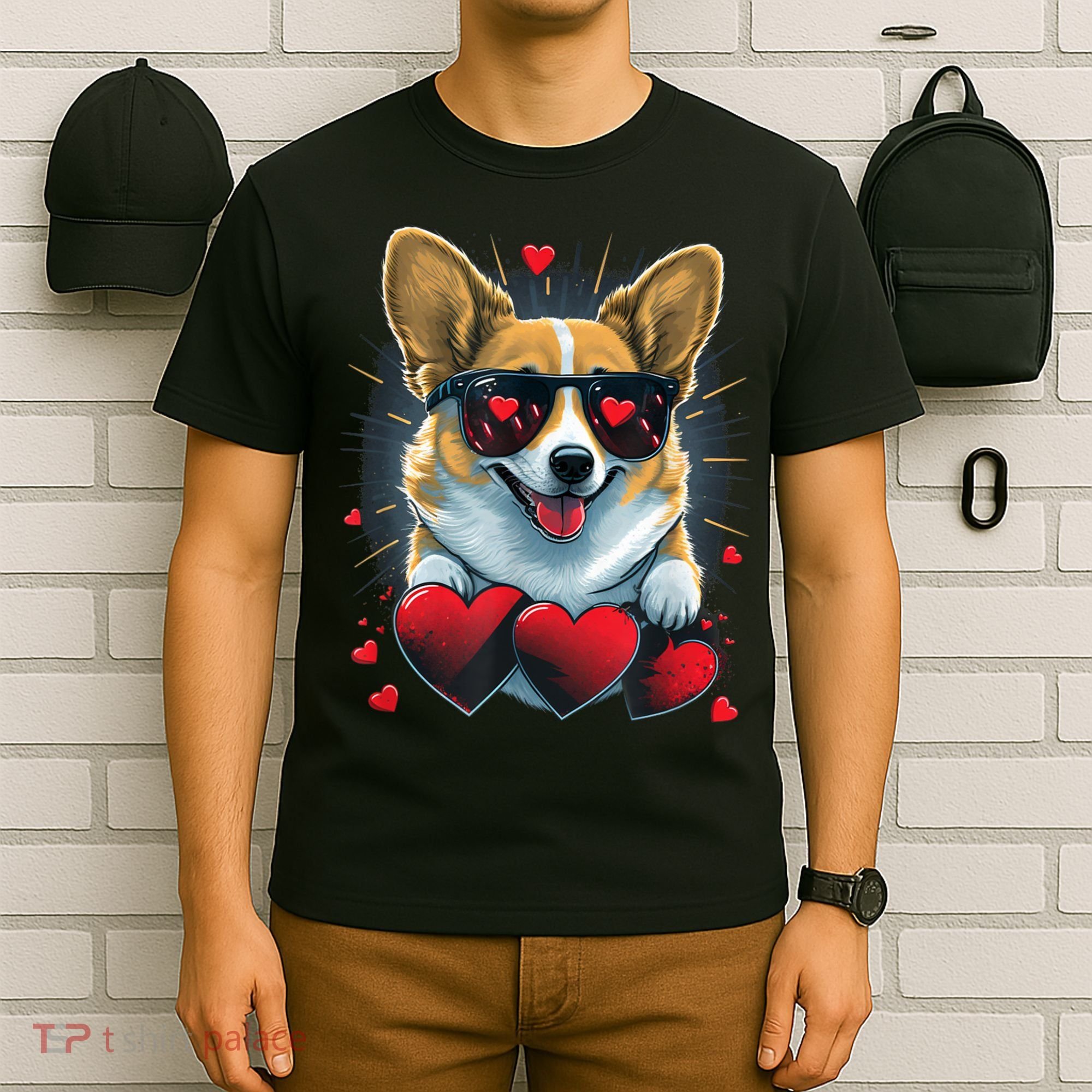 Valentines Day Corgi Heart Couples Love Corgi Dog Lovers T-Shirt