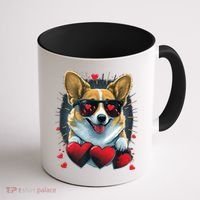 Valentines Day Corgi Heart Couples Love Corgi Dog Lovers Coffee Mug thumb 1