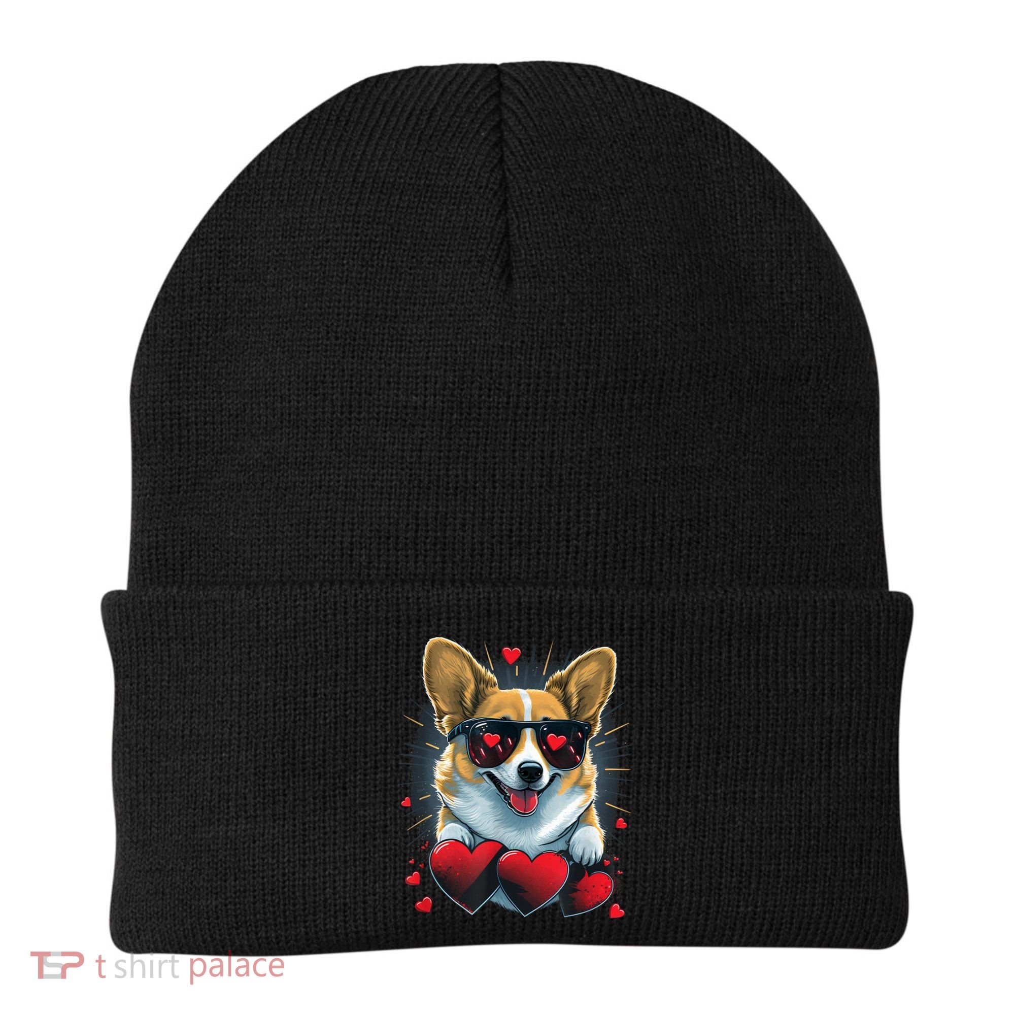 Valentines Day Corgi Heart Couples Love Corgi Dog Lovers Beanie