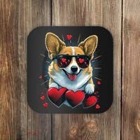 Valentines Day Corgi Heart Couples Love Corgi Dog Lovers Coaster thumb 0
