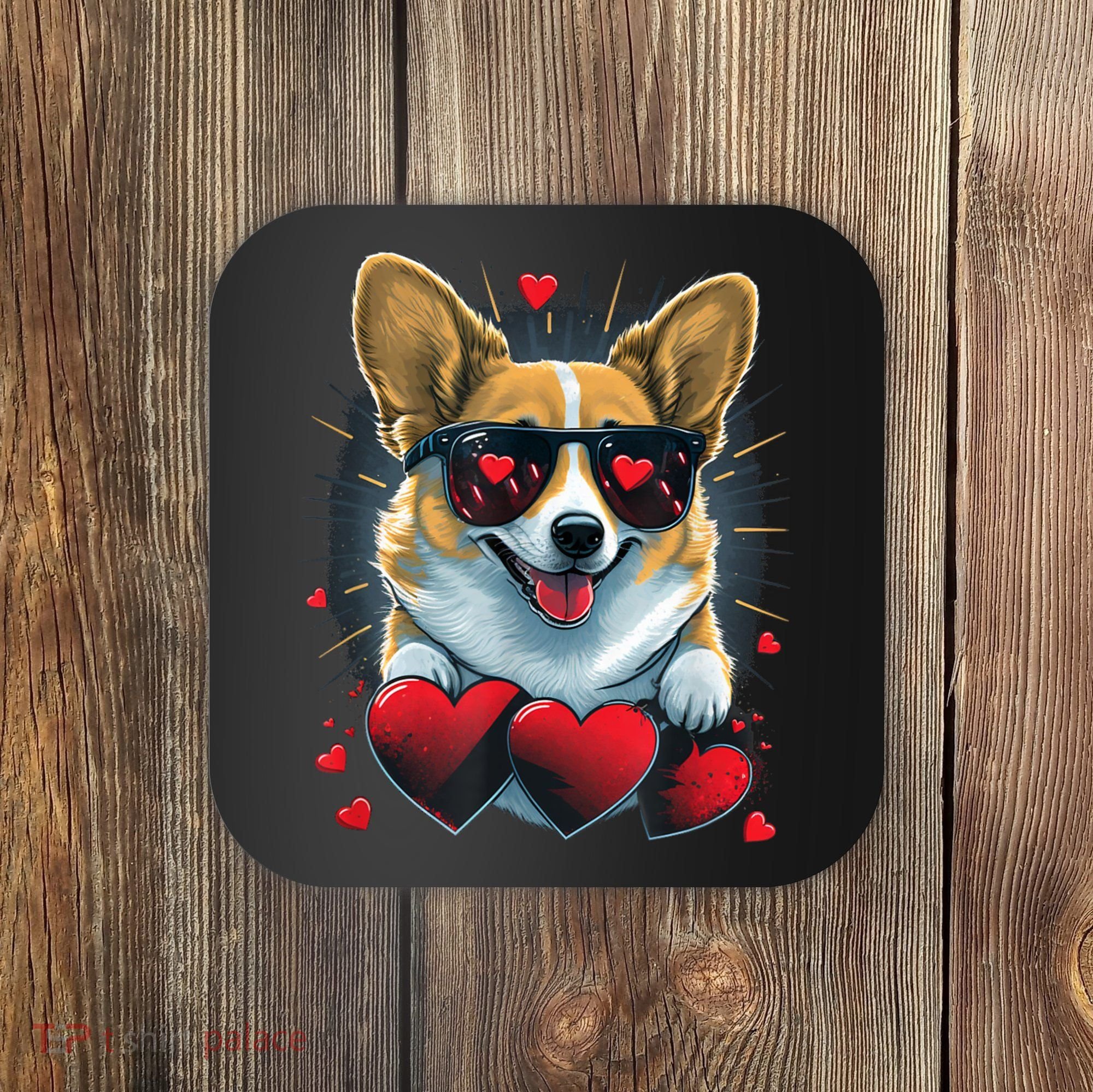 Valentines Day Corgi Heart Couples Love Corgi Dog Lovers Coaster