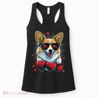 Valentines Day Corgi Heart Couples Love Corgi Dog Lovers Women's Tank Top thumb 0