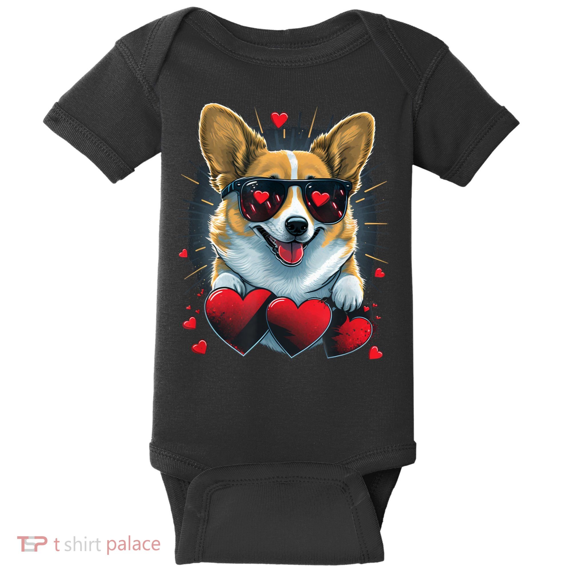 Valentines Day Corgi Heart Couples Love Corgi Dog Lovers Baby Bodysuit