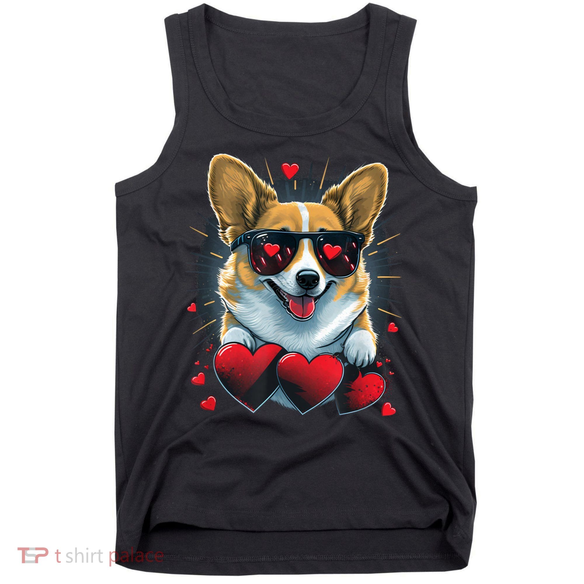 Valentines Day Corgi Heart Couples Love Corgi Dog Lovers Tank Top
