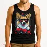 Valentines Day Corgi Heart Couples Love Corgi Dog Lovers Tank Top thumb 3