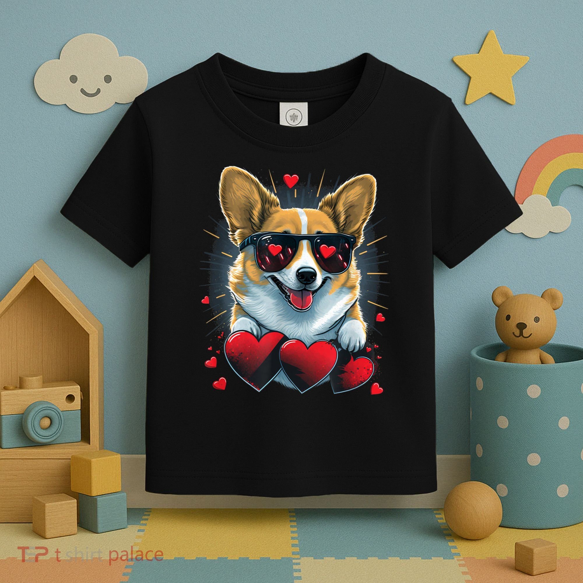 Valentines Day Corgi Heart Couples Love Corgi Dog Lovers Toddler T-Shirt