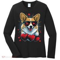Valentines Day Corgi Heart Couples Love Corgi Dog Lovers Women's Long Sleeve Shirt thumb 0