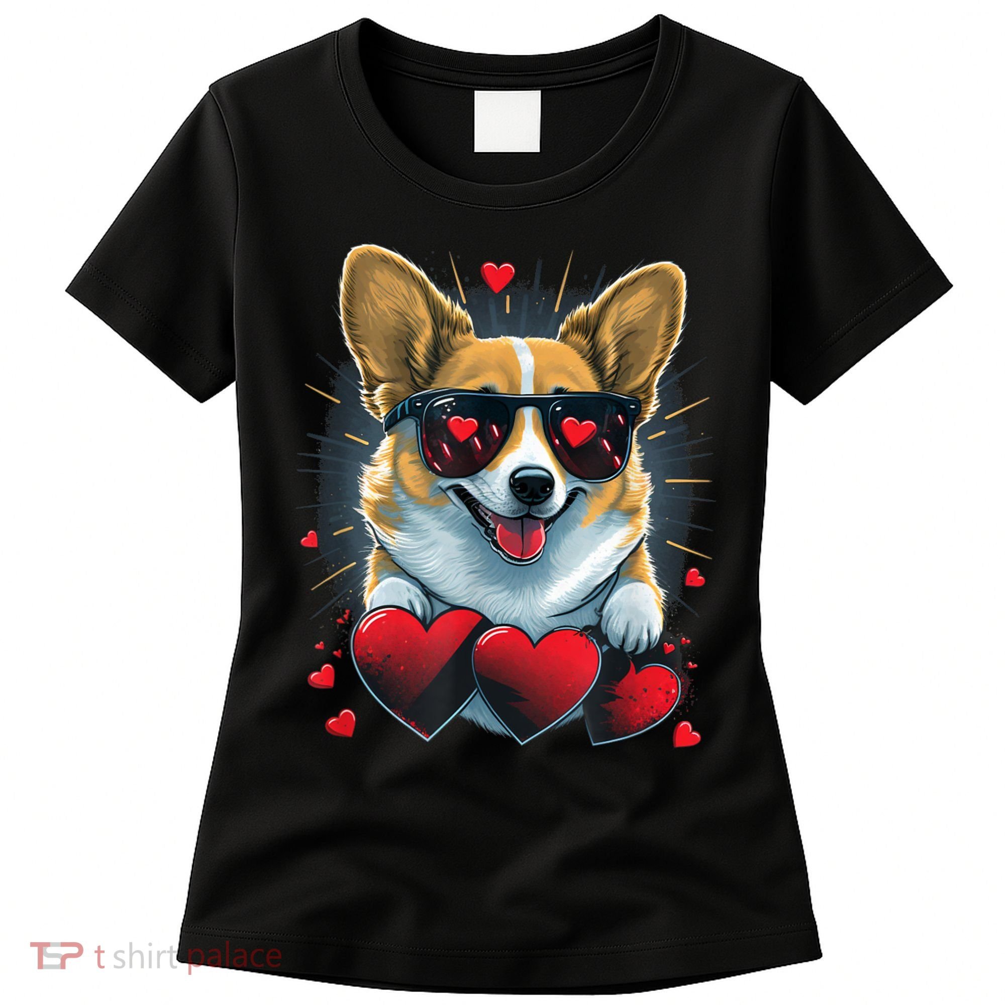 Valentines Day Corgi Heart Couples Love Corgi Dog Lovers Women's T-Shirt