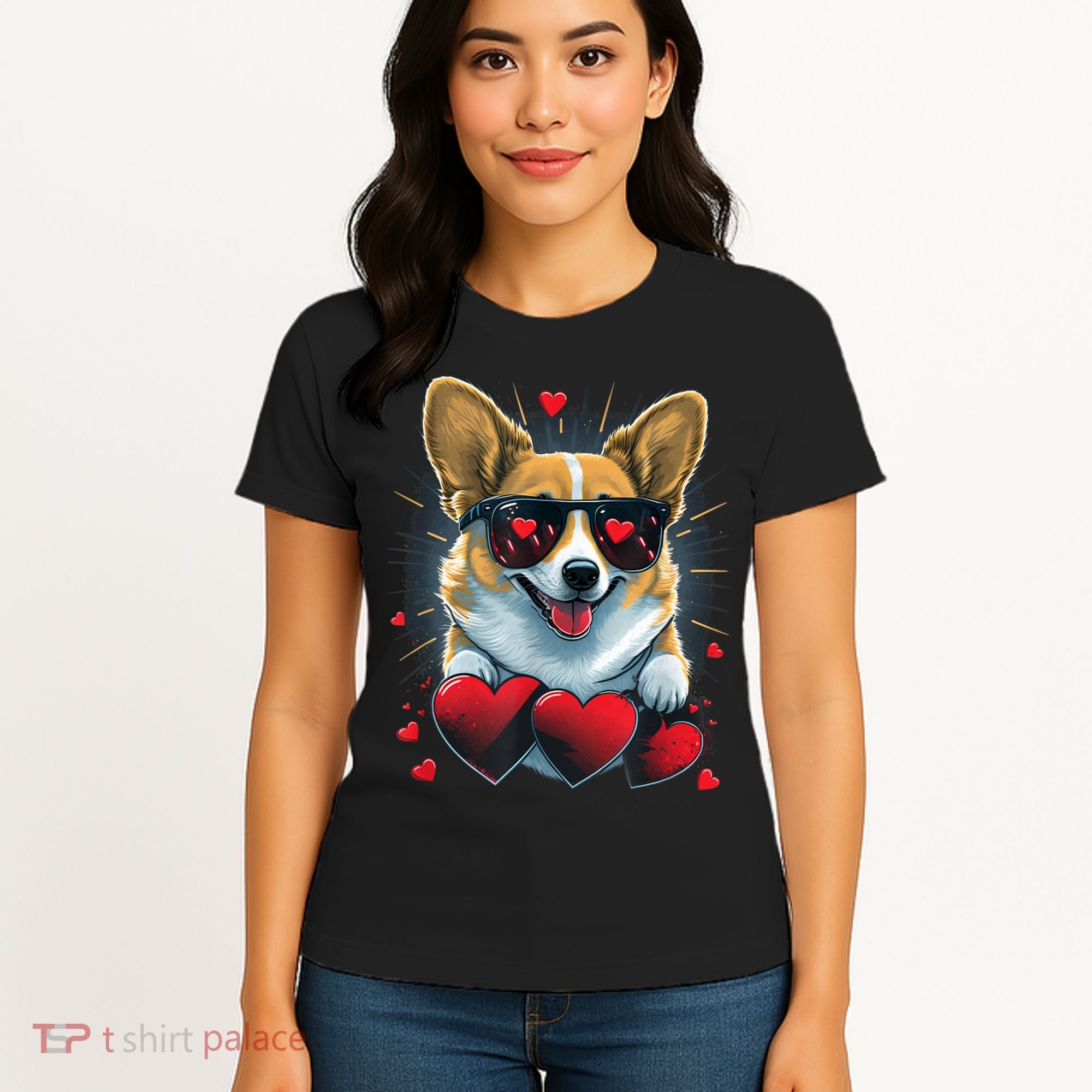 Valentines Day Corgi Heart Couples Love Corgi Dog Lovers Women's T-Shirt