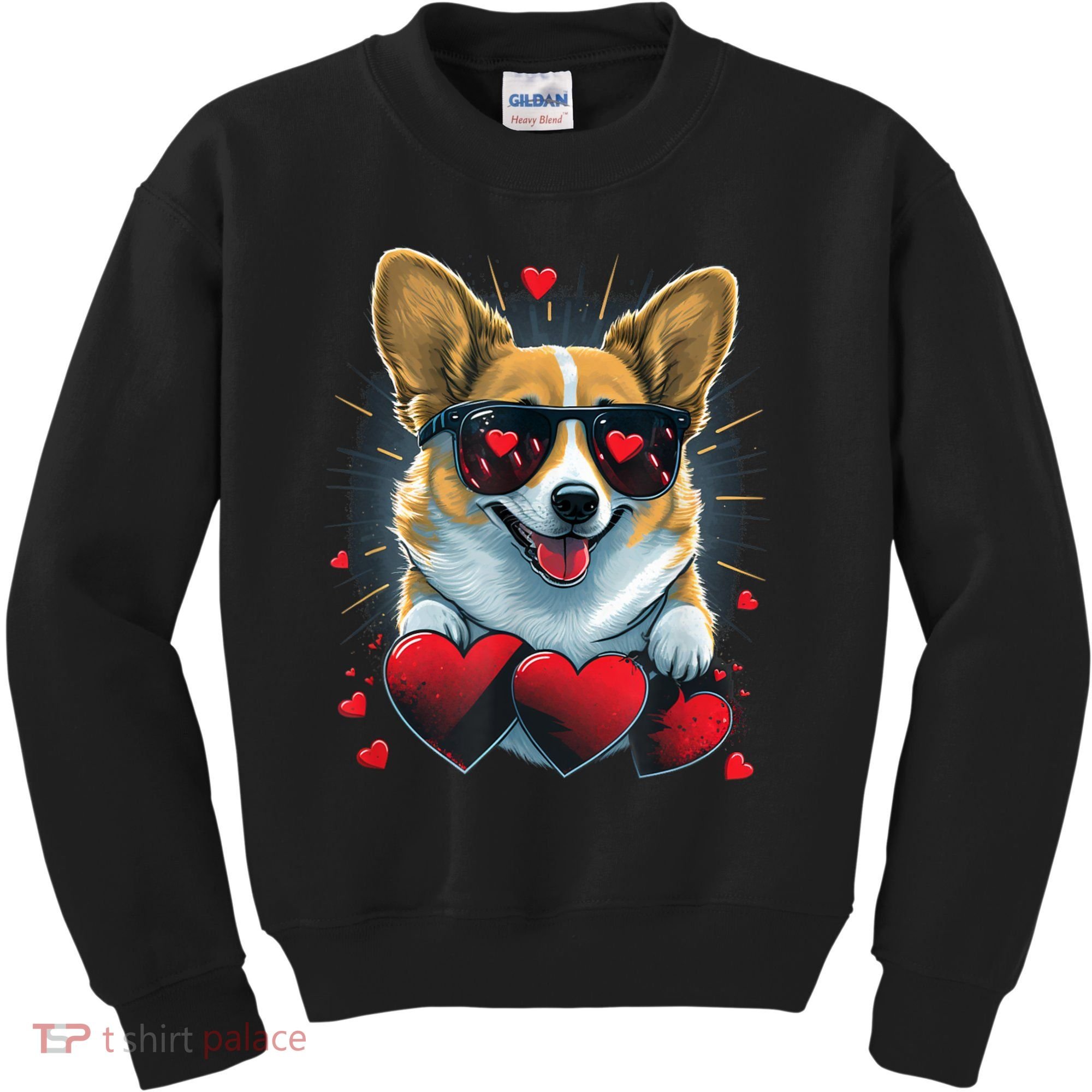 Valentines Day Corgi Heart Couples Love Corgi Dog Lovers Kids Sweatshirt