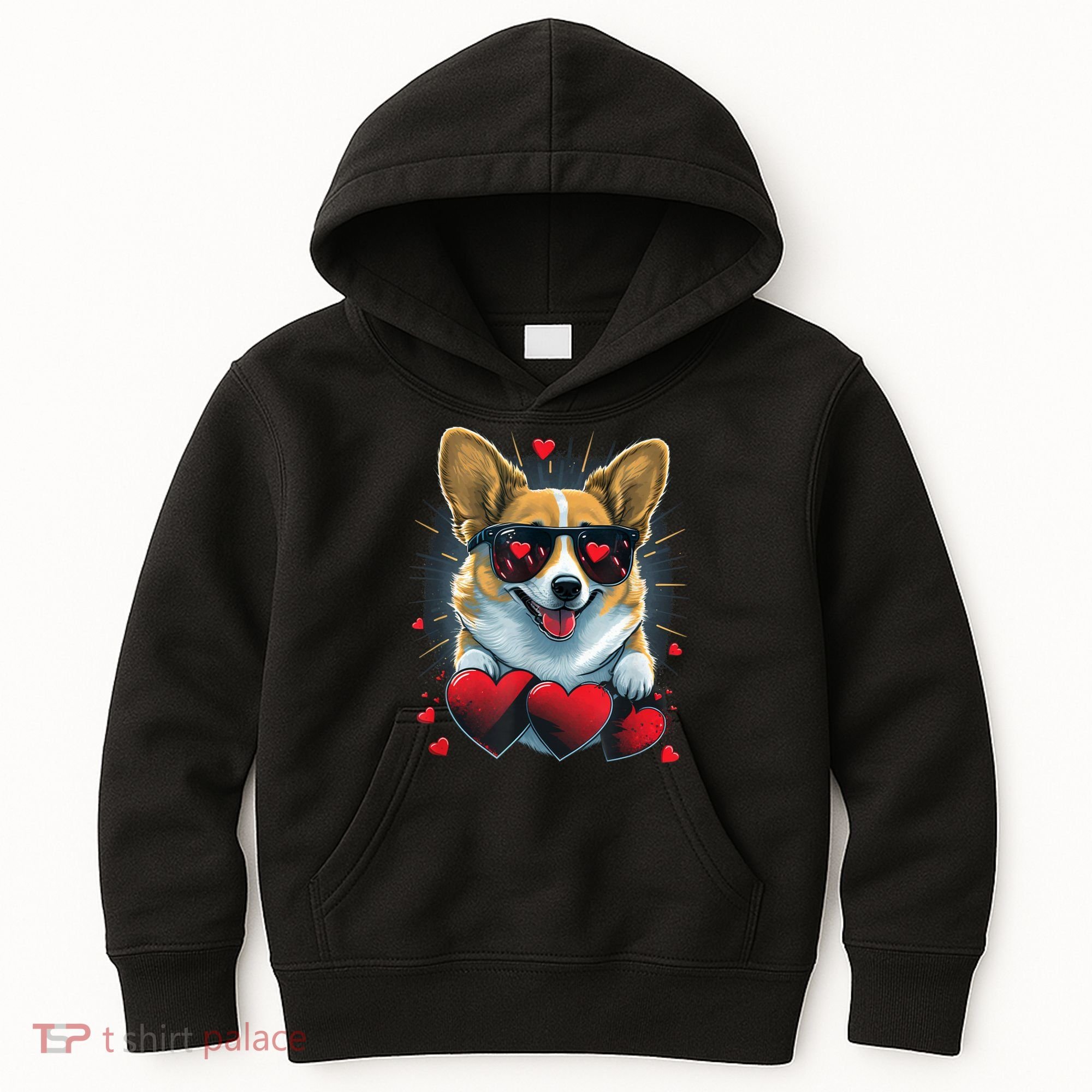 Valentines Day Corgi Heart Couples Love Corgi Dog Lovers Kids Hoodie