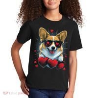 Valentines Day Corgi Heart Couples Love Corgi Dog Lovers Kids T-Shirt thumb 2