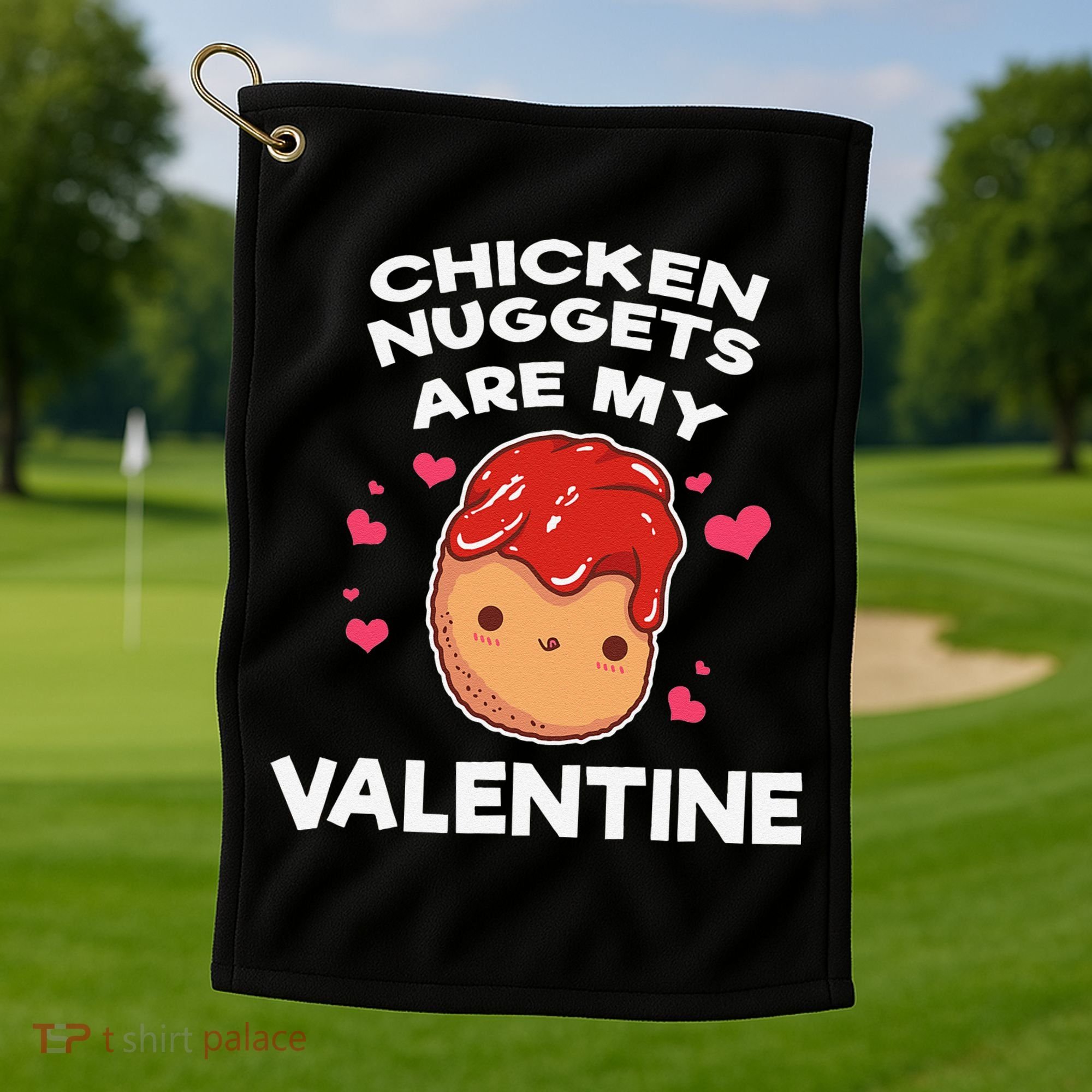 Valentine's Day Chicken Nuggets Funny Nug Food Golf Towel