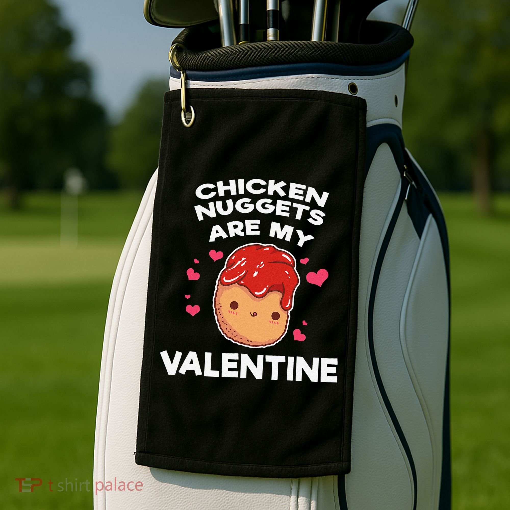 Valentine's Day Chicken Nuggets Funny Nug Food Golf Towel