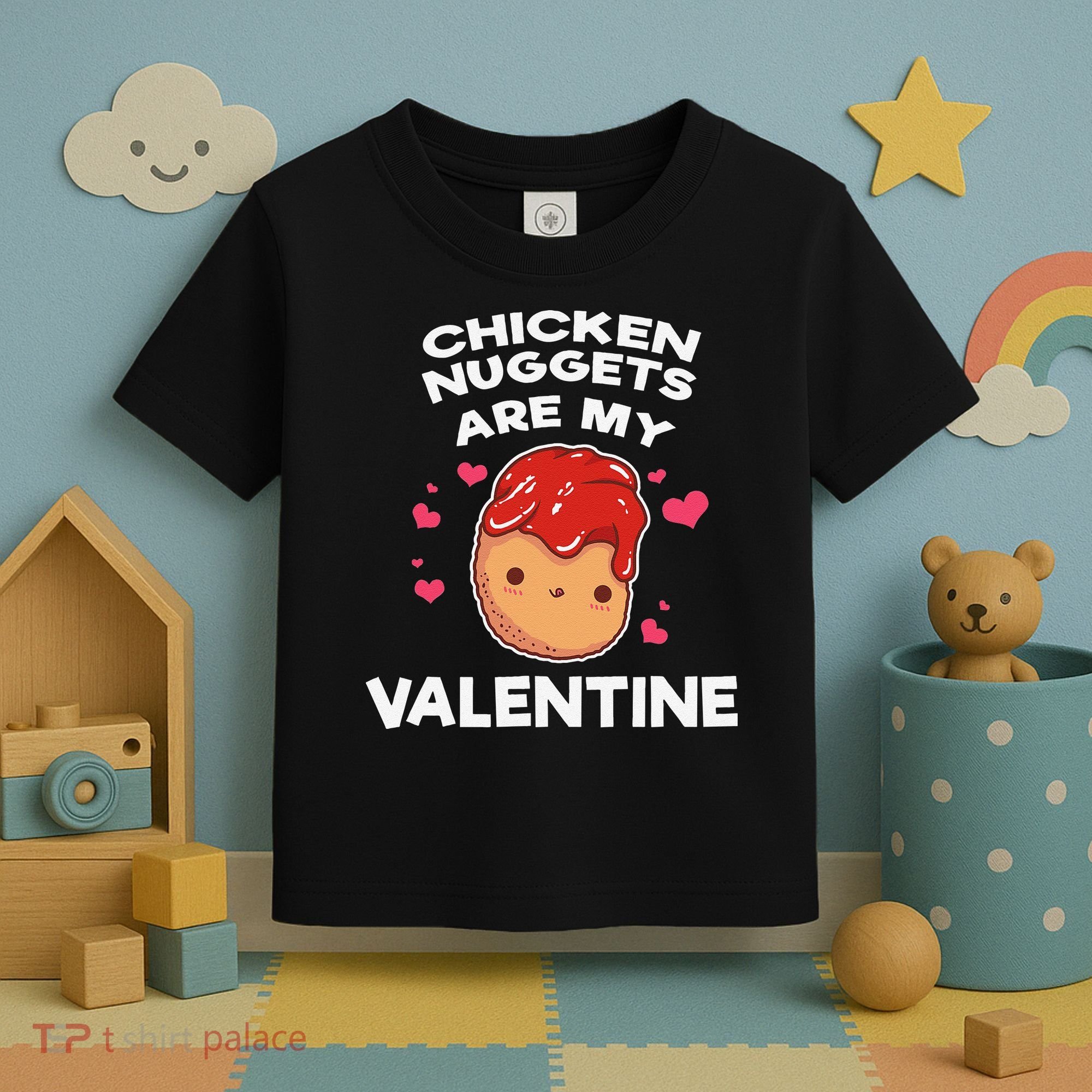 Valentine's Day Chicken Nuggets Funny Nug Food Toddler T-Shirt