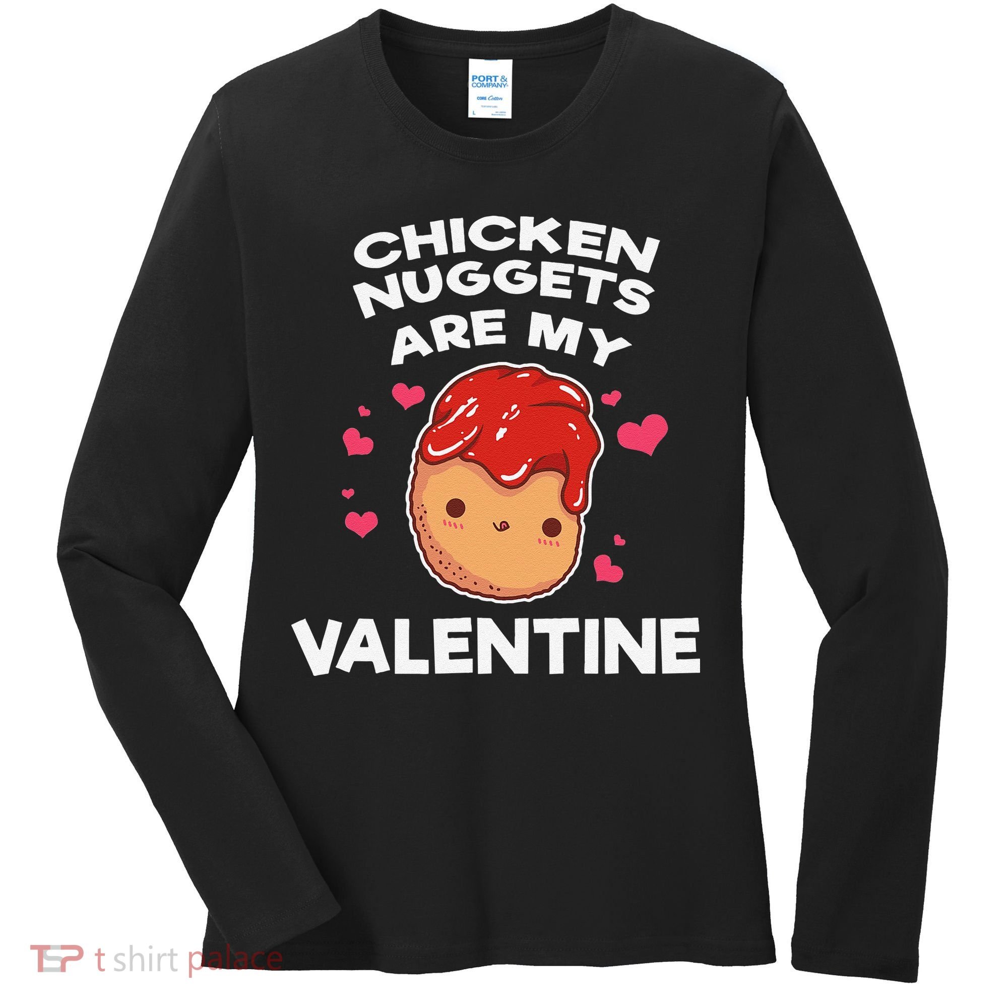 Valentine's Day Chicken Nuggets Funny Nug Food Women's Long Sleeve Shirt