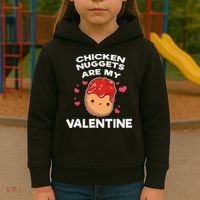 Valentine's Day Chicken Nuggets Funny Nug Food Kids Hoodie thumb 3