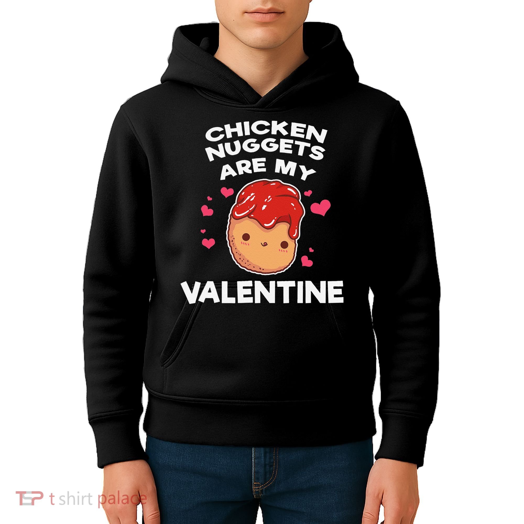 Valentine's Day Chicken Nuggets Funny Nug Food Kids Hoodie
