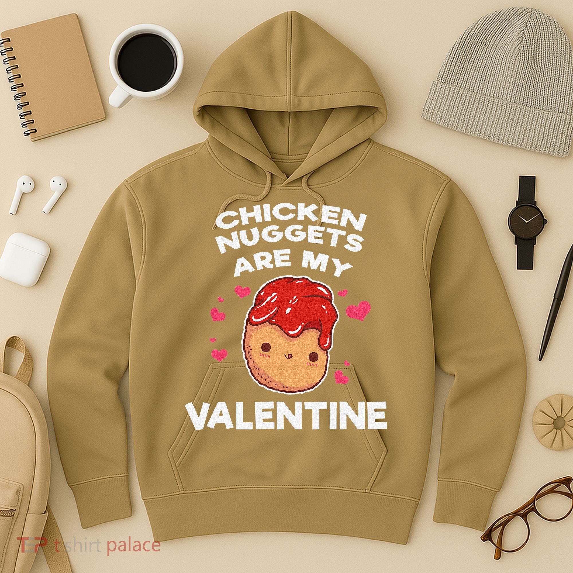 Valentine's Day Chicken Nuggets Funny Nug Food Hoodie